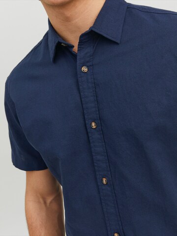 JACK & JONES Slim fit Button Up Shirt 'JWHSUMMER' in Blue