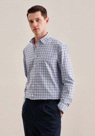SEIDENSTICKER Regular fit Button Up Shirt 'Smart Essentials' in Blue: front