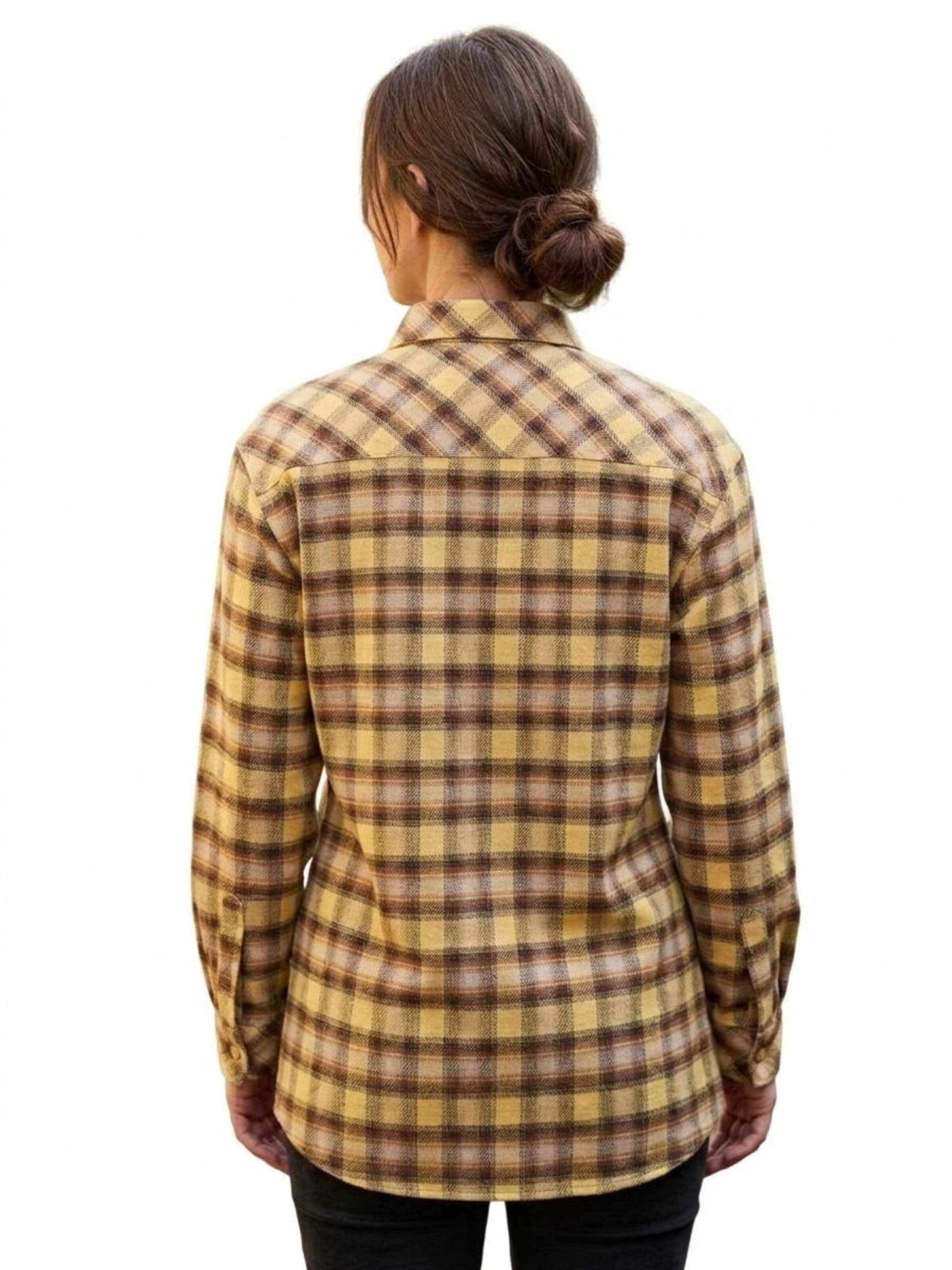 Radwa Blouse 'Women's flannel shirt with 4 Pockets' in Yellow