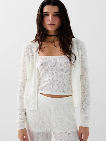 Scalpers Pointelle White Cardigan ' ' in Weiß