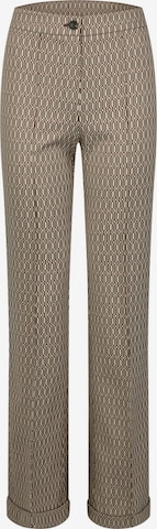 MARC AUREL Flared Pleated Pants in Beige: front