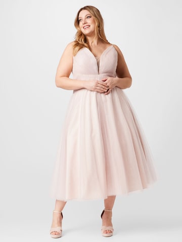 Rochie de cocktail de la My Mascara Curves pe roz: față