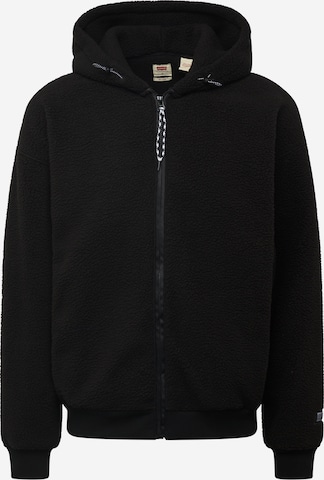 LEVI'S ® Fleece Jacket 'Sherpa Full Zip Hoodie' in Black: front