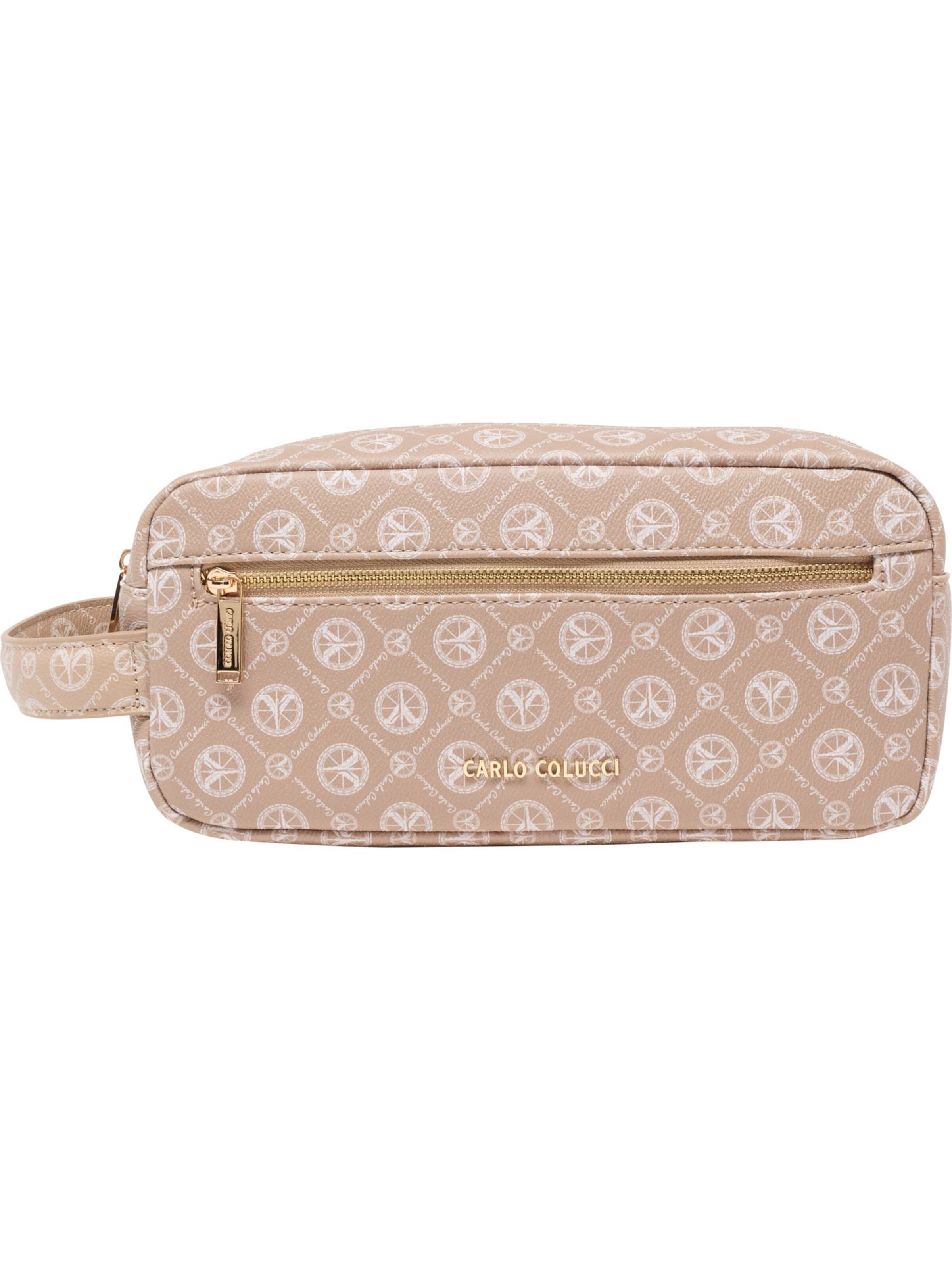 Carlo Colucci Make up tas in Beige: voorkant