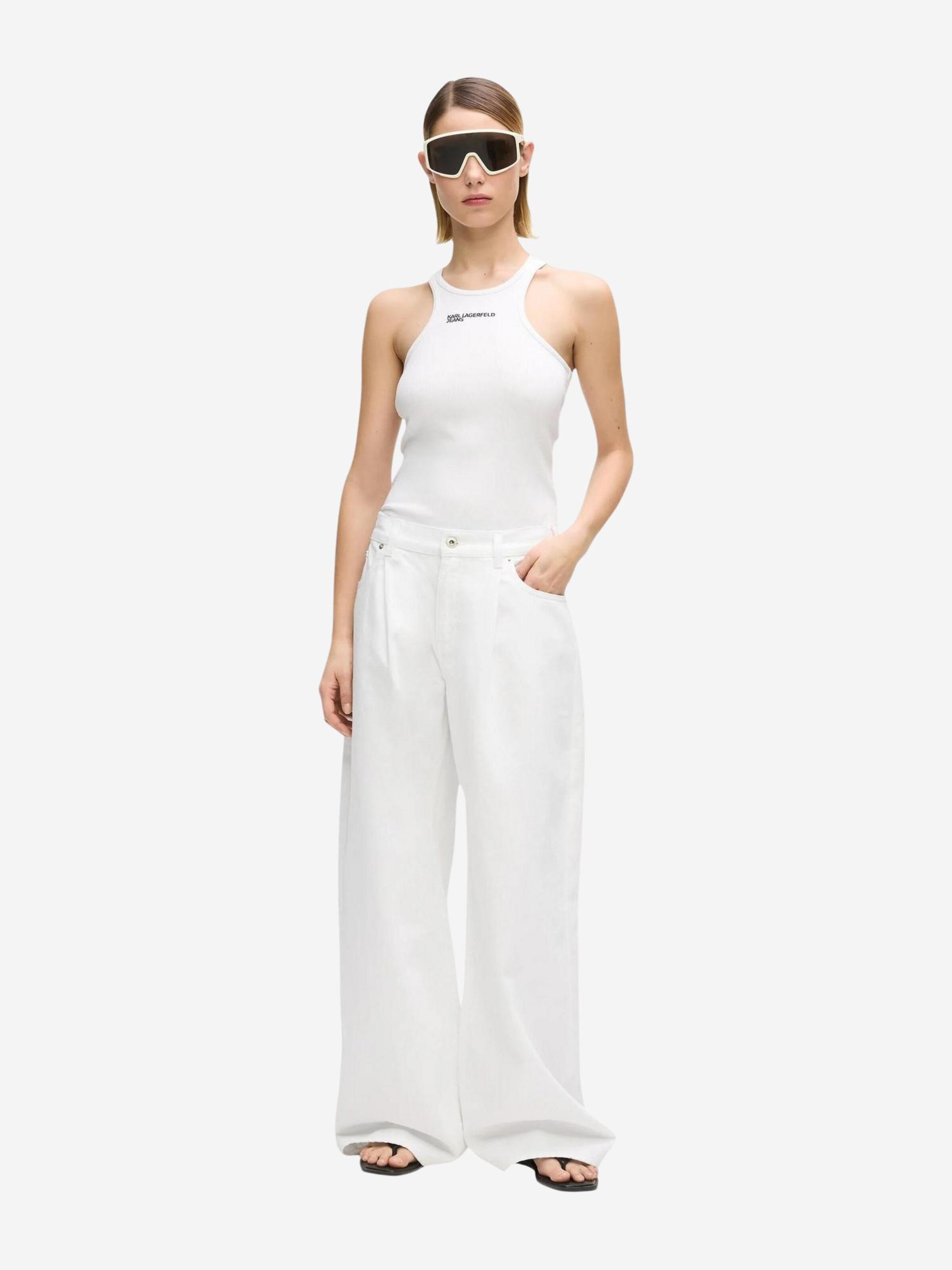Top 'KLJ Ribbed B2W17085' di KARL LAGERFELD JEANS in bianco