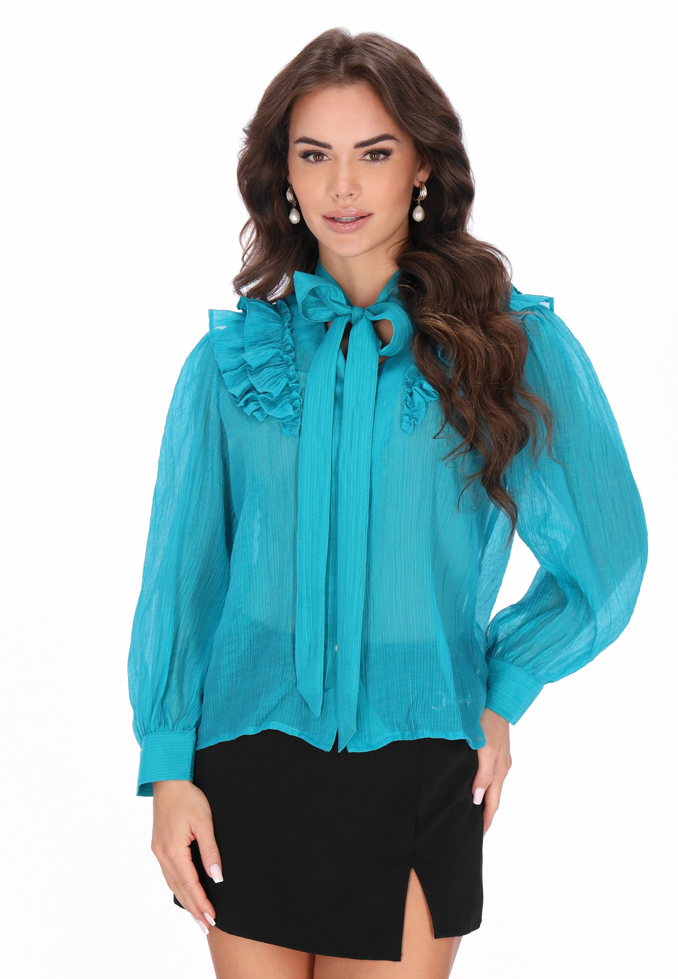 faina - Blusa em azul: frente