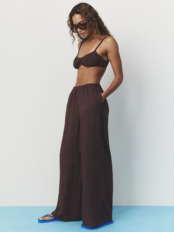 Wide leg Pantaloni di self. in marrone