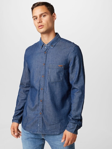 MUSTANG Regular fit Button Up Shirt 'Casper' in Blue: front