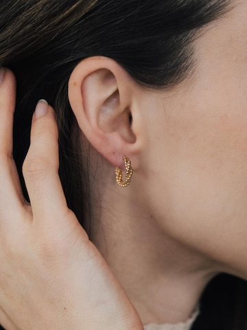 lille mus Earrings 'Creolen 'Perlenkordel' Small' in Gold
