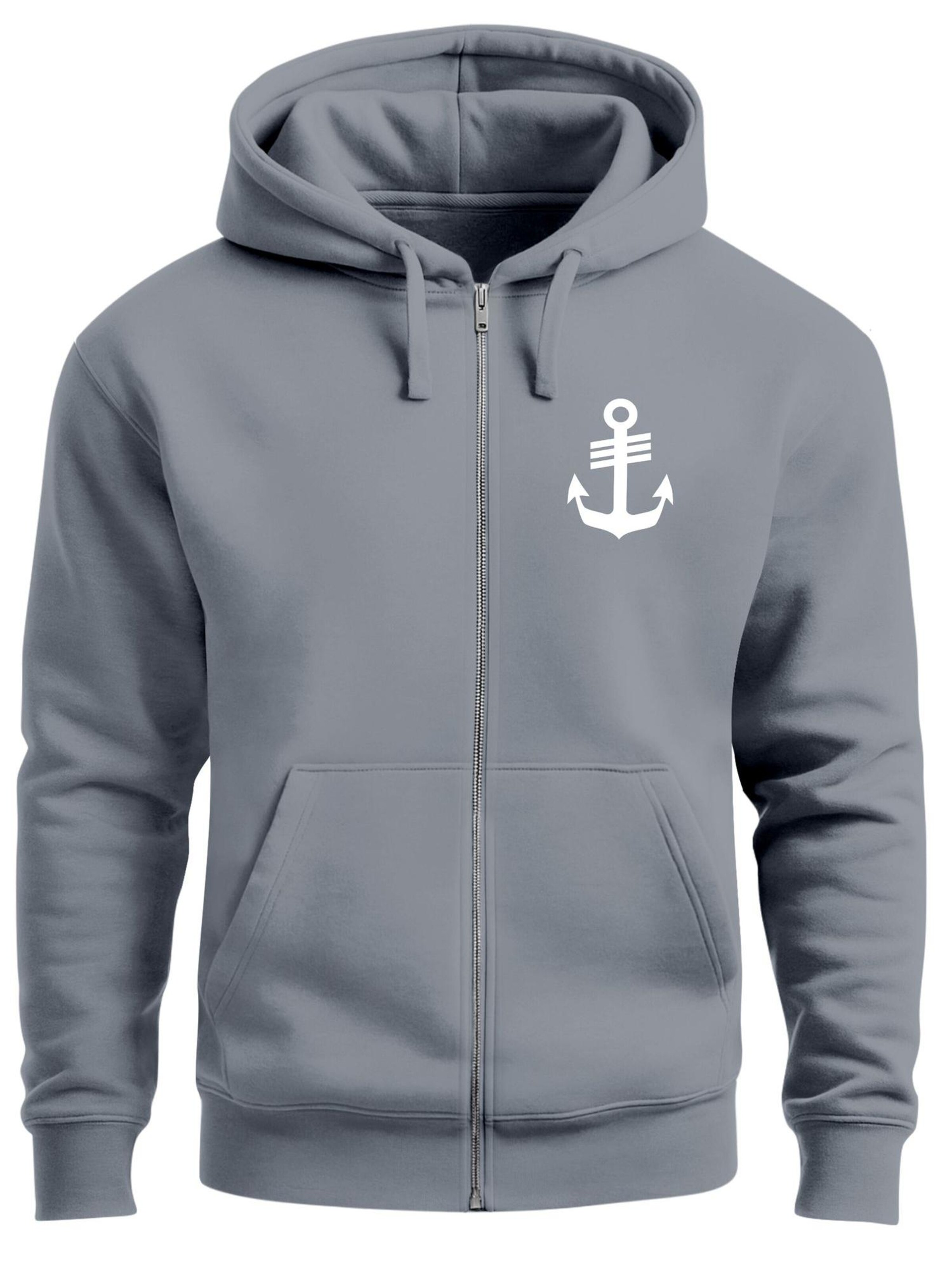 Neverless Sweatjacke 'Anker'‌‌‌‌ in Grau: Vorderseite