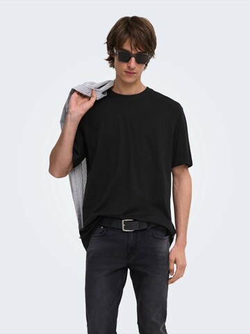 Tricou 'ONSFREDDIE' de la Only & Sons pe negru: față