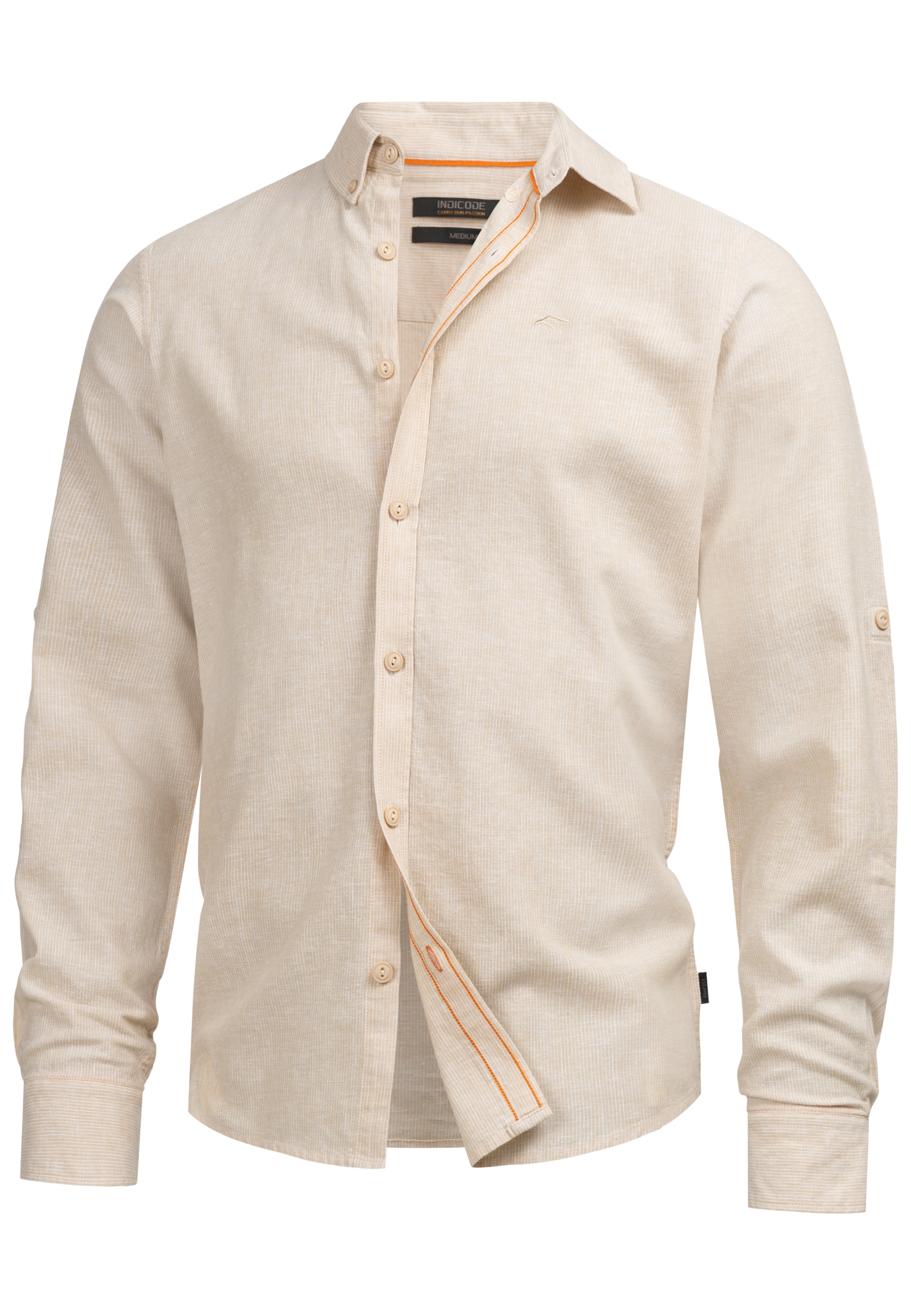 INDICODE JEANS Button Up Shirt 'Theon' in Beige: front