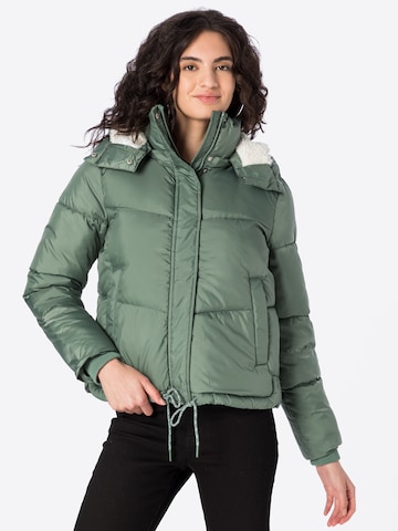 TOM TAILOR DENIM Zimní bunda – zelená: přední strana