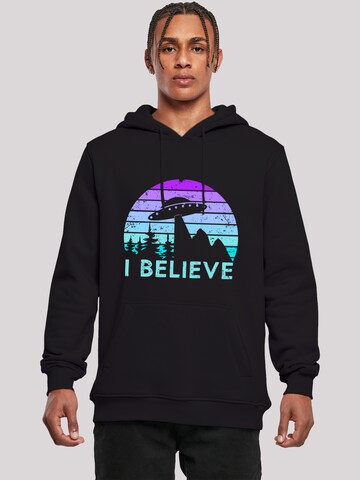 Sweat-shirt 'I Believe UFO Alien Raumschiff Retro' F4NT4STIC en noir : devant