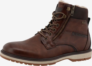 TOM TAILOR - Botas con cordones en marrón: frente