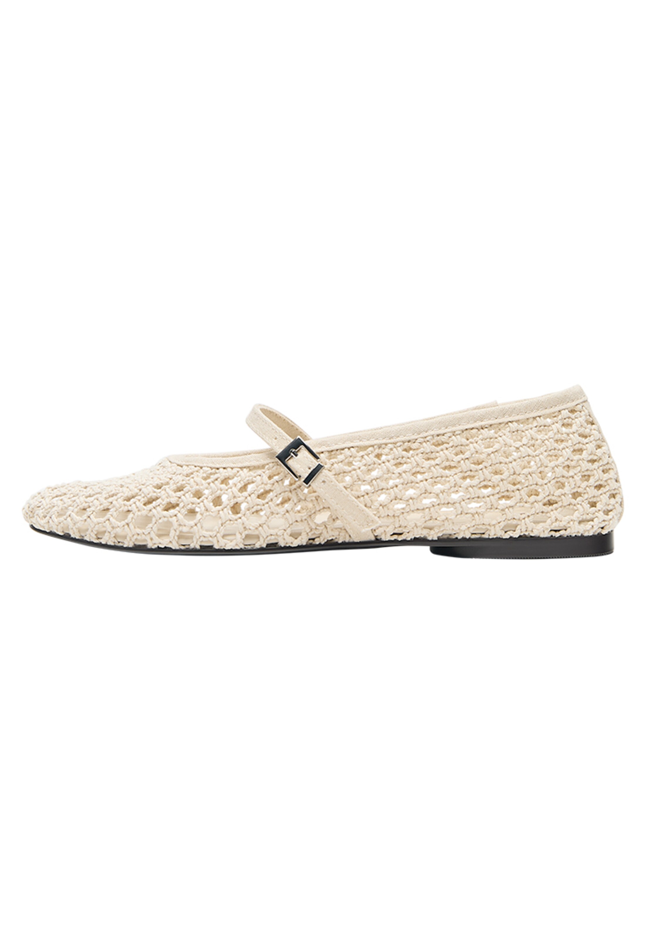 Pull&Bear Ballet Flats with Strap in Beige