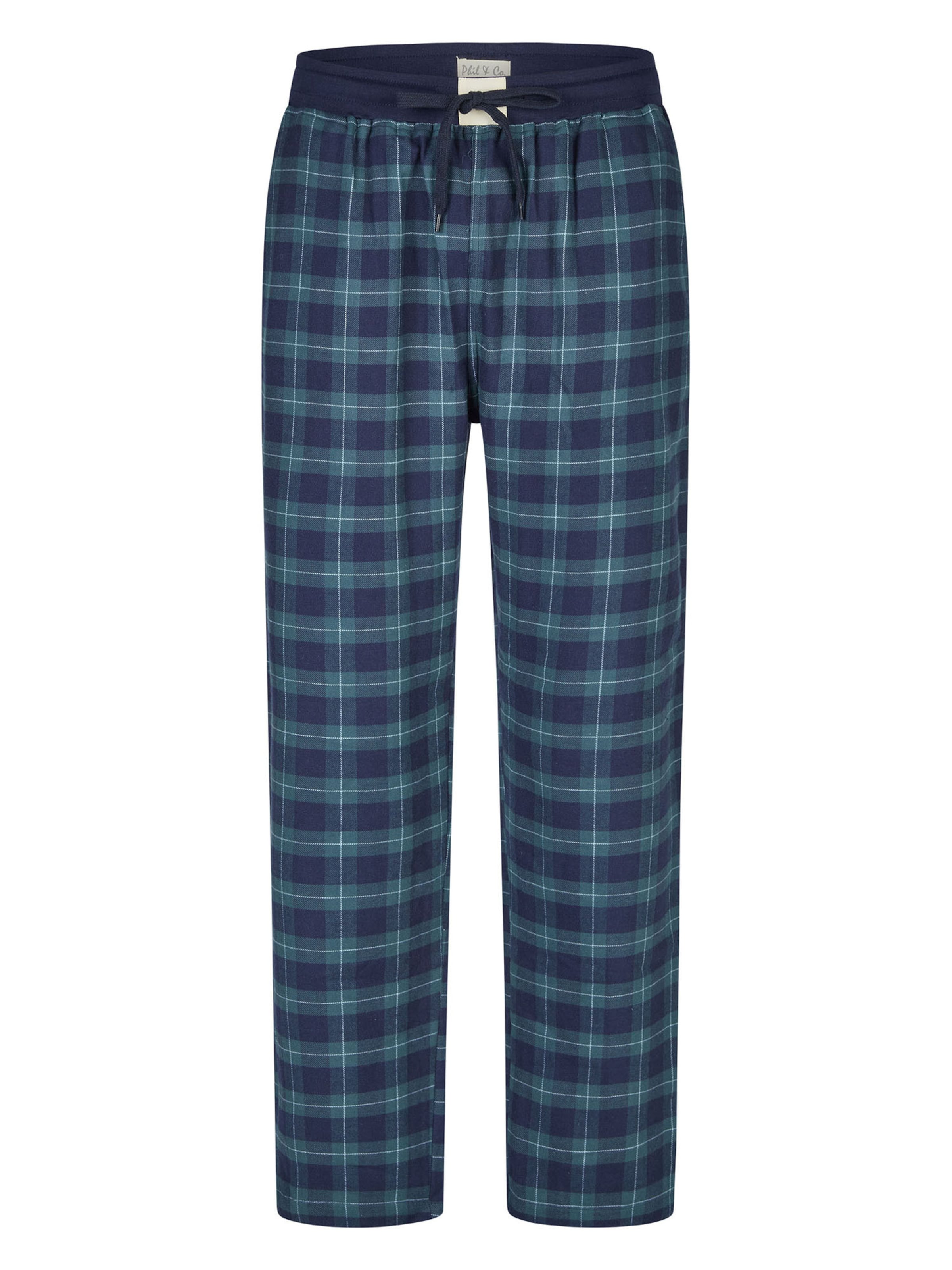 Phil & Co. Berlin Pyjamabroek ' Flanell ' in Blauw: voorkant