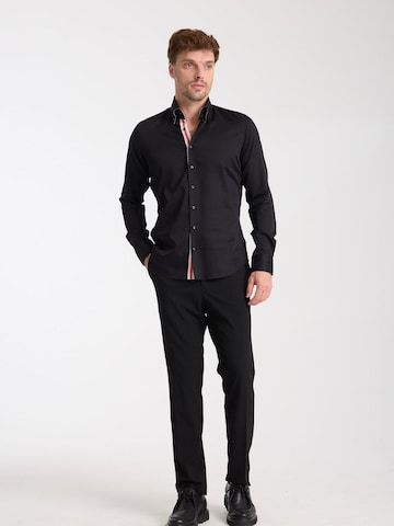 Slim fit Camicia business 'Roma Iconic Satin Man Shirt White' di 7Camicie in nero