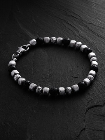 REYTEL Bracelet 'CUBE. LAVA STONE' in Silver: front