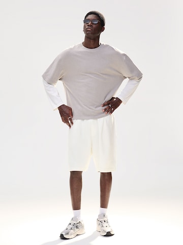 Bershka Wide leg Bandplooibroek in Wit