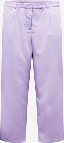 Noisy May Curve Regular Pleat-Front Pants 'ALMOND' in Purple: front