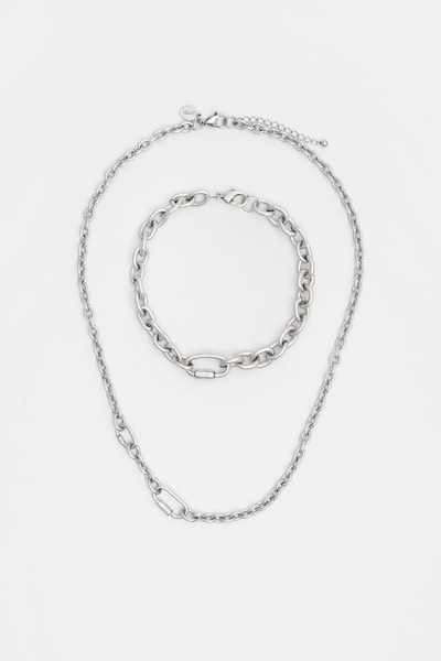 Pull&Bear Parure de bijoux en argent, Vue avec produit