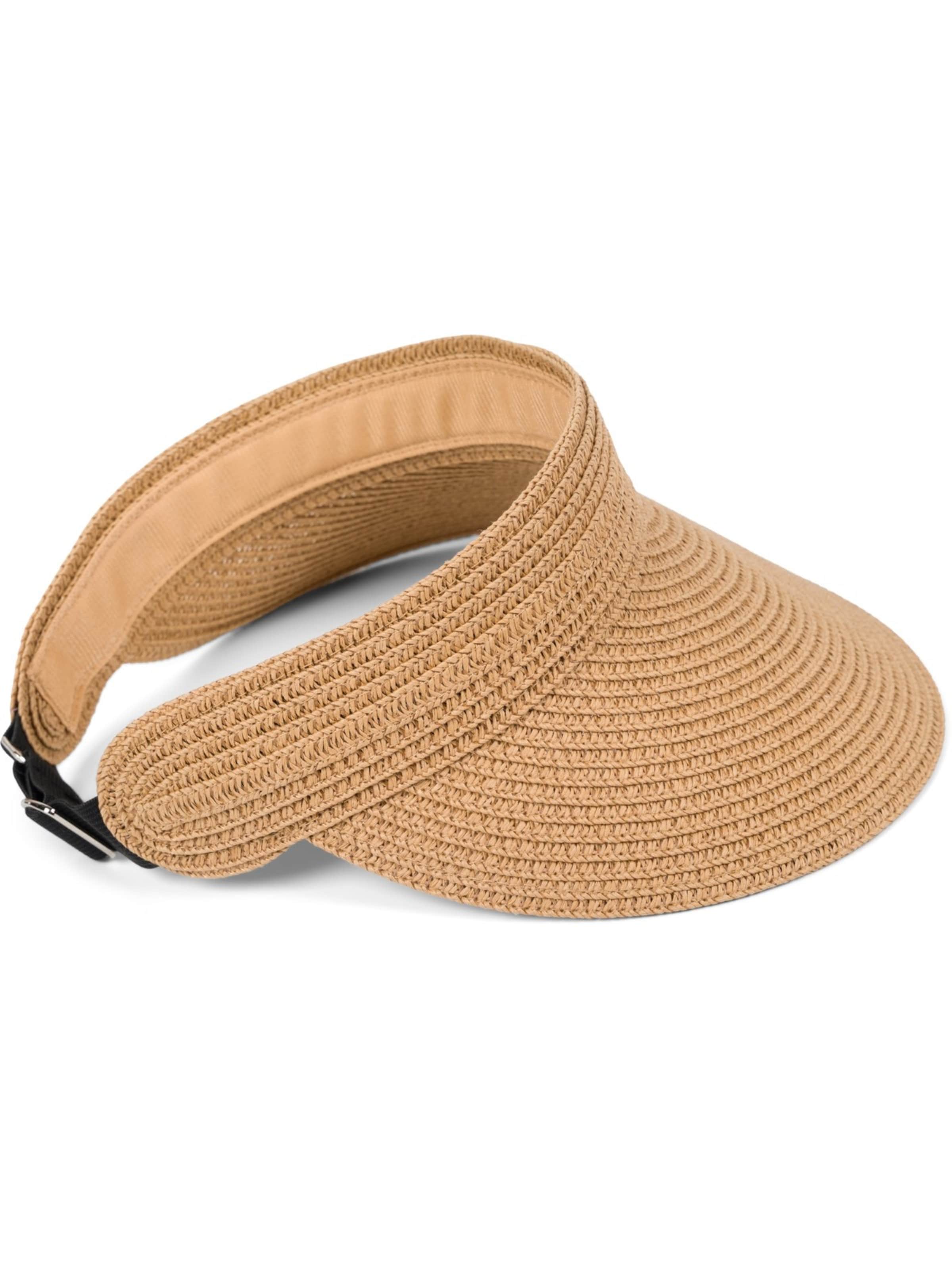 styleBREAKER Cap 'Papierstroh Visor Cap Einfarbig' in Brown: front