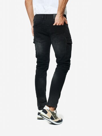 KOROSHI Regular Cargojeans i svart