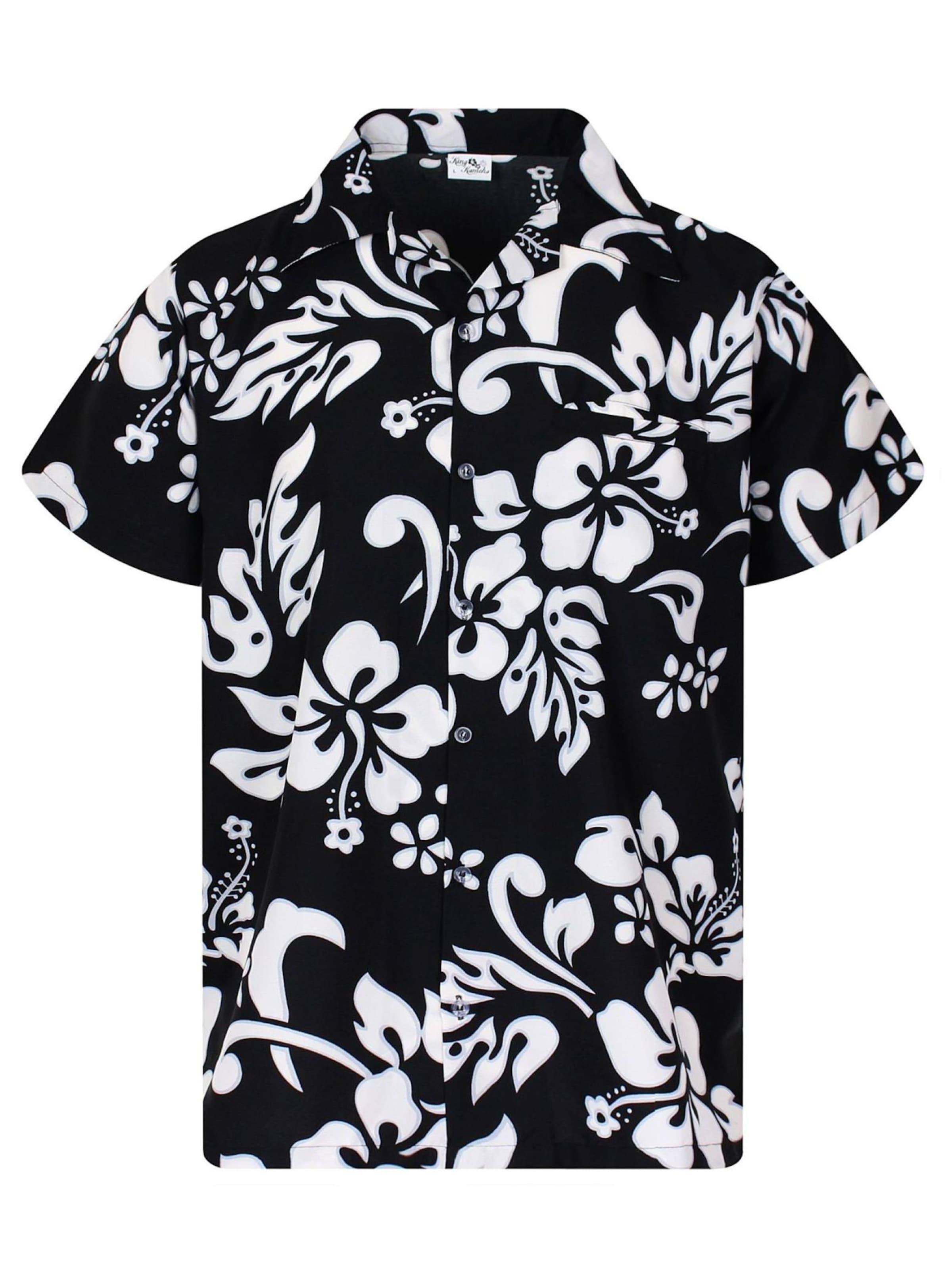 King Kameha Shirt 'Hibiscus'‌‌‌‌‌ in Schwarz: Vorderseite