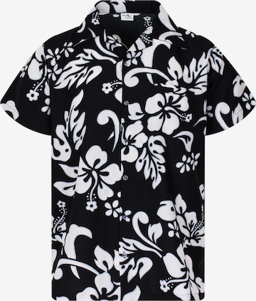 King Kameha Shirt 'Hibiscus' in Schwarz: Vorderseite