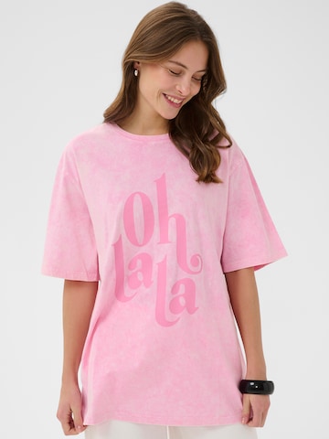 T-shirt 'CULala' CULTURE en rose : devant