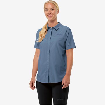 JACK WOLFSKIN Athletic Button Up Shirt 'VANDRA' in Blue: front