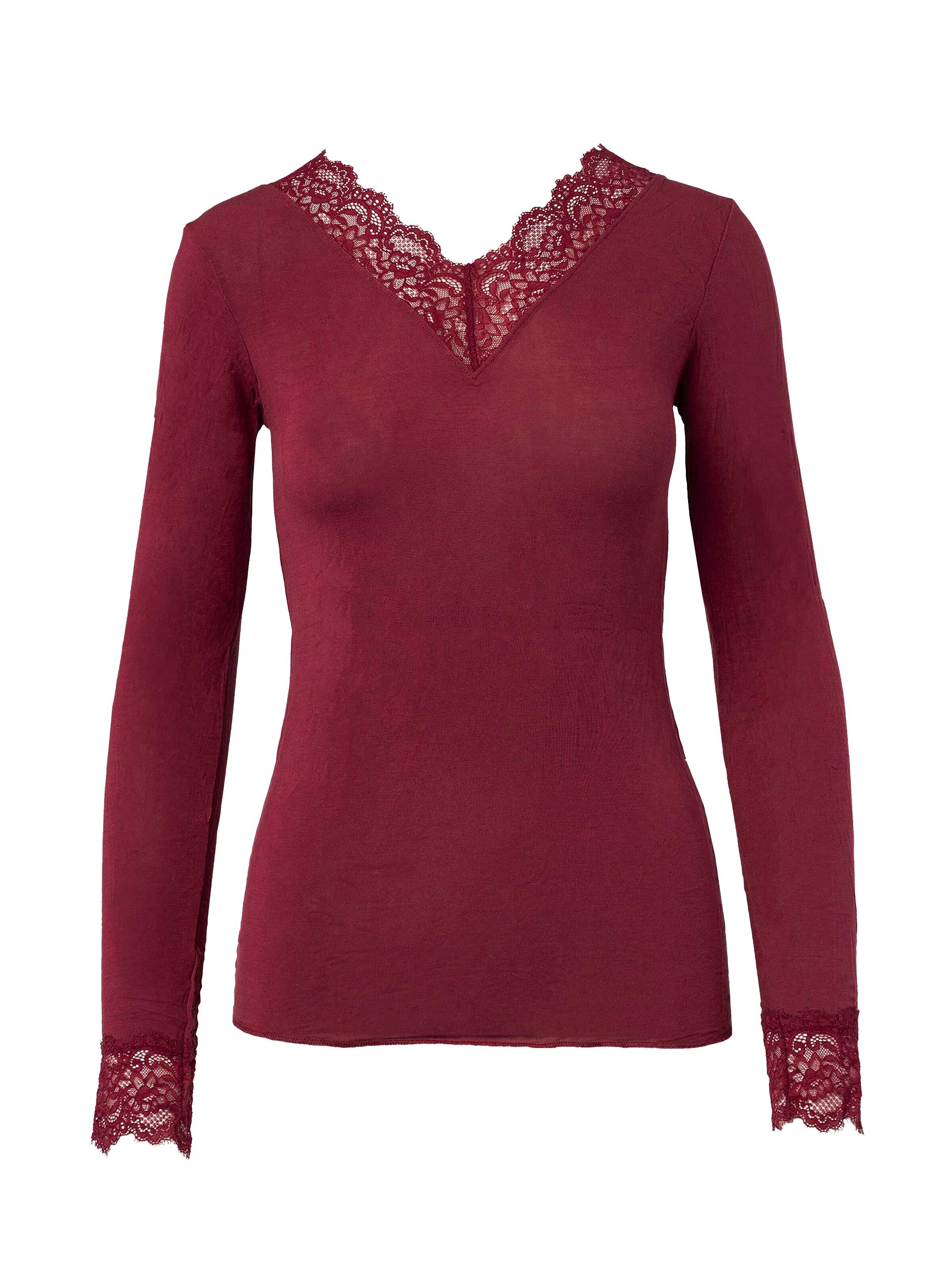 Ciocca Onderhemd 'Maglia Intima con Pizzo in Cashmere Modal Scollo a V' in Rood: voorkant