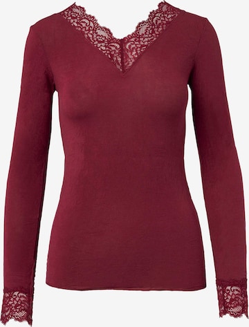 Ciocca - Camiseta térmica 'Maglia Intima con Pizzo in Cashmere Modal Scollo a V' en rojo: frente