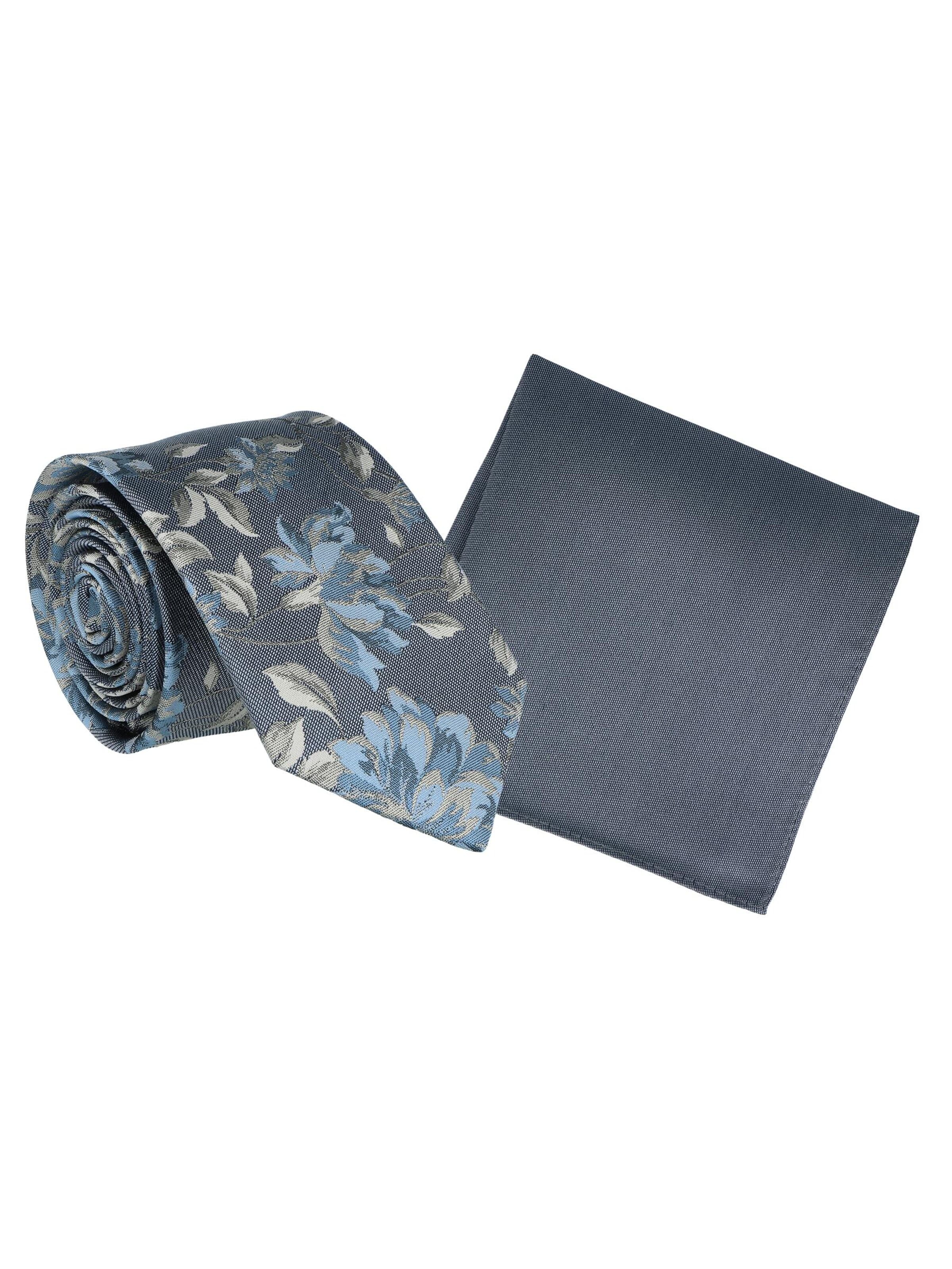 WILLEN Tie 'Floral / Uni' in Blue: front