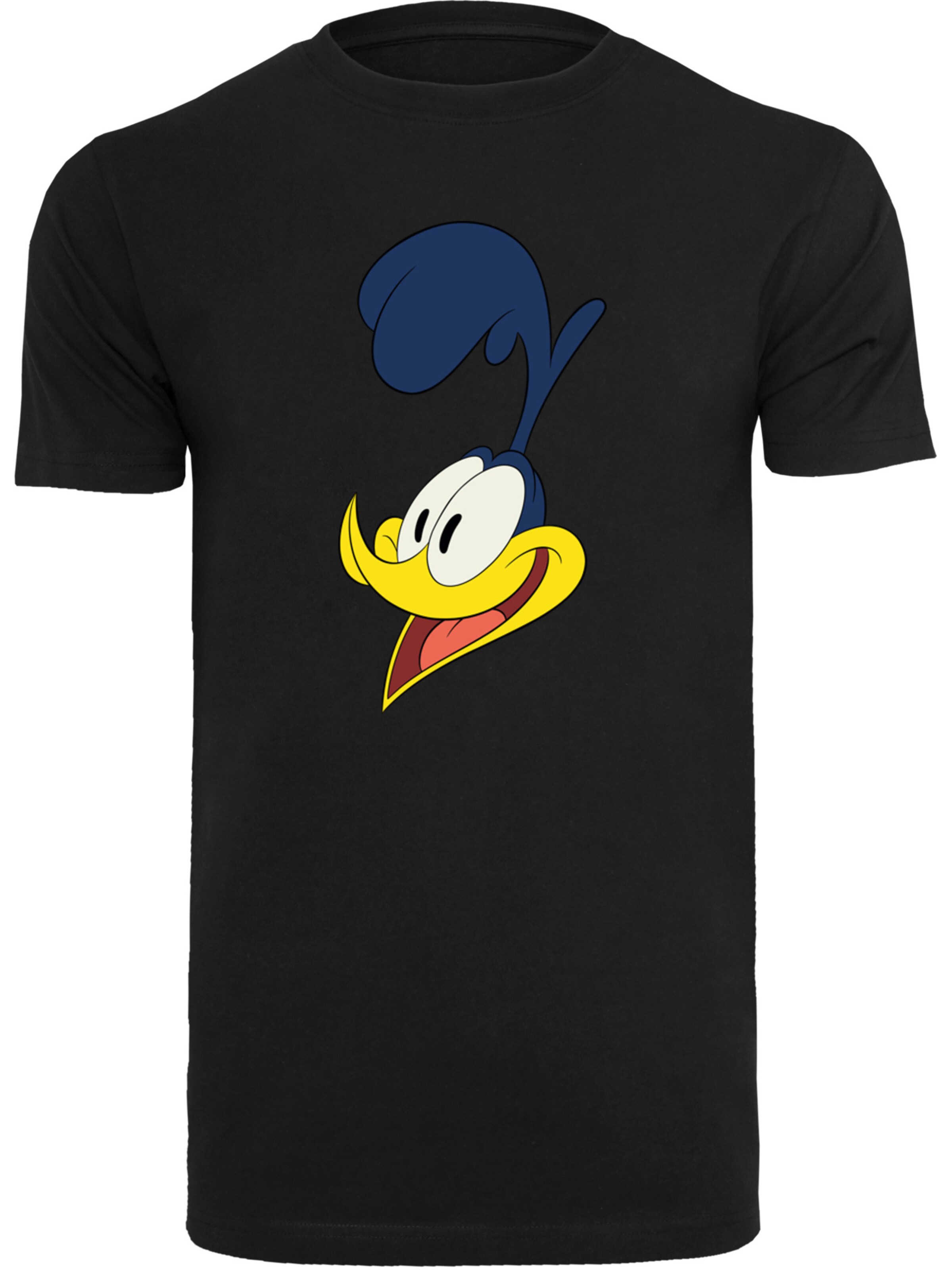Maglietta 'Looney Tunes Road Runner Face' di F4NT4STIC in nero: frontale
