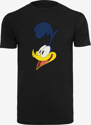 F4NT4STIC Shirt 'Looney Tunes Road Runner Face' in Zwart: voorkant