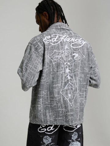 Ed Hardy Comfort Fit Риза в черно: отпред