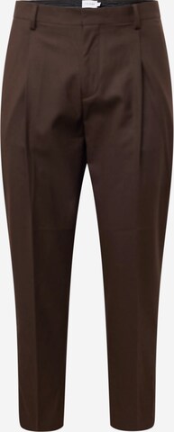 Tapered Pantaloni con piega frontale di TOPMAN in marrone: frontale