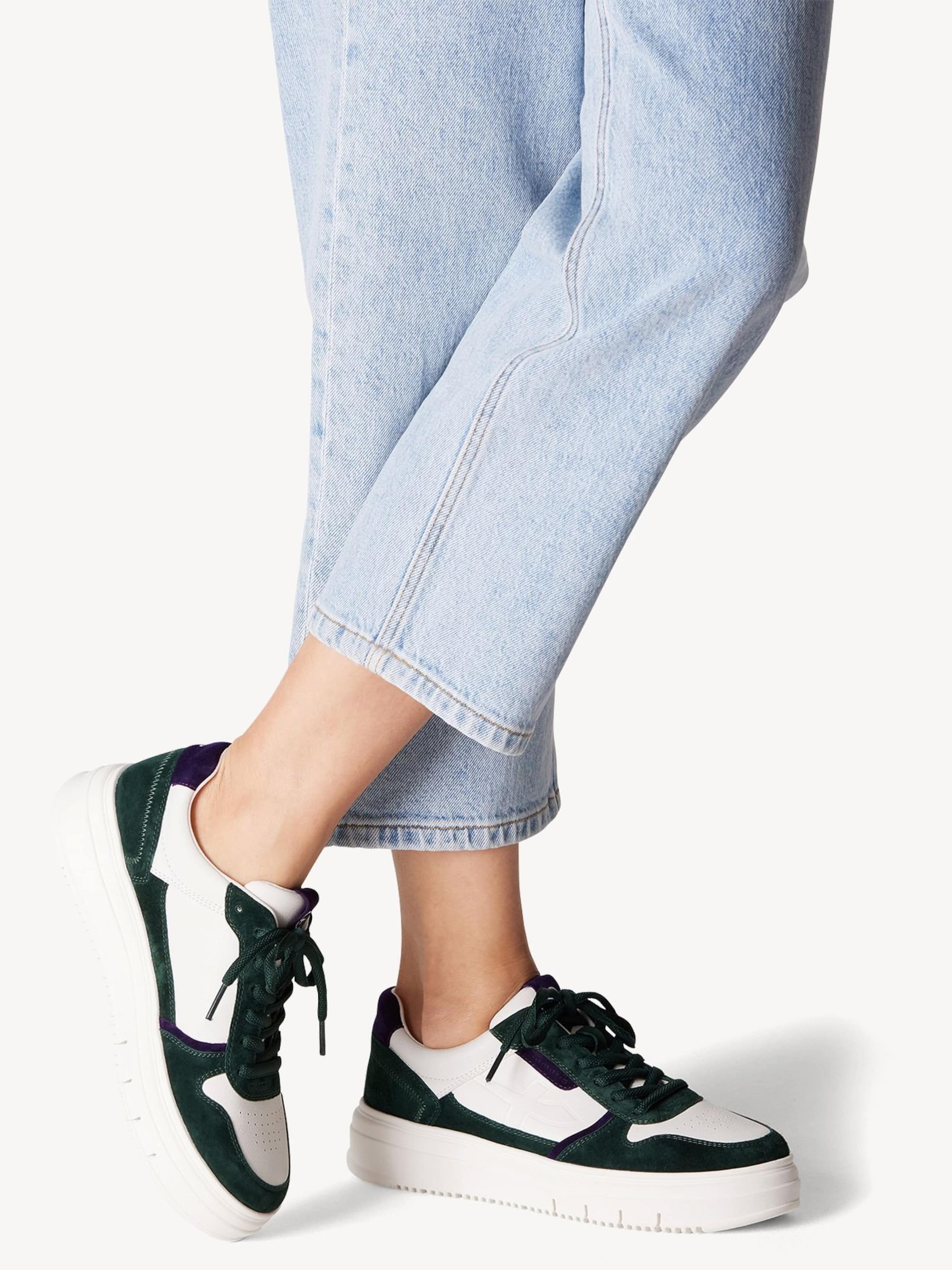 Tamaris Sneakers laag in Donkergroen Wit ABOUT YOU