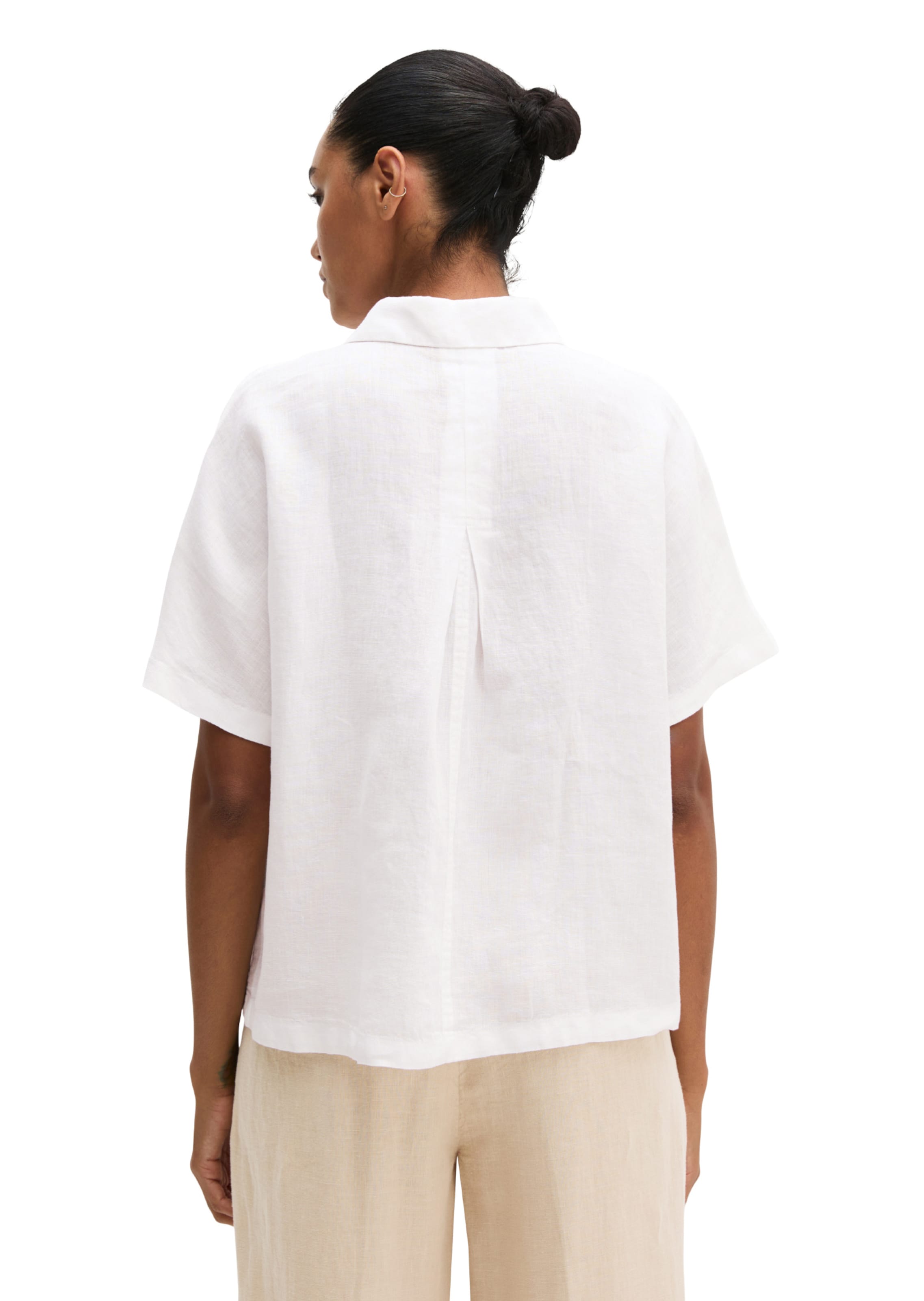 Marc O'Polo Blouse ' mit breiter Kellerfalten im Rücken ' in Wit