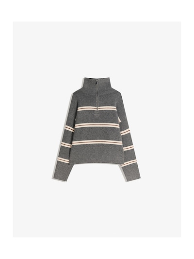 Bershka Sweater in Brown / Dark grey / White, Item view