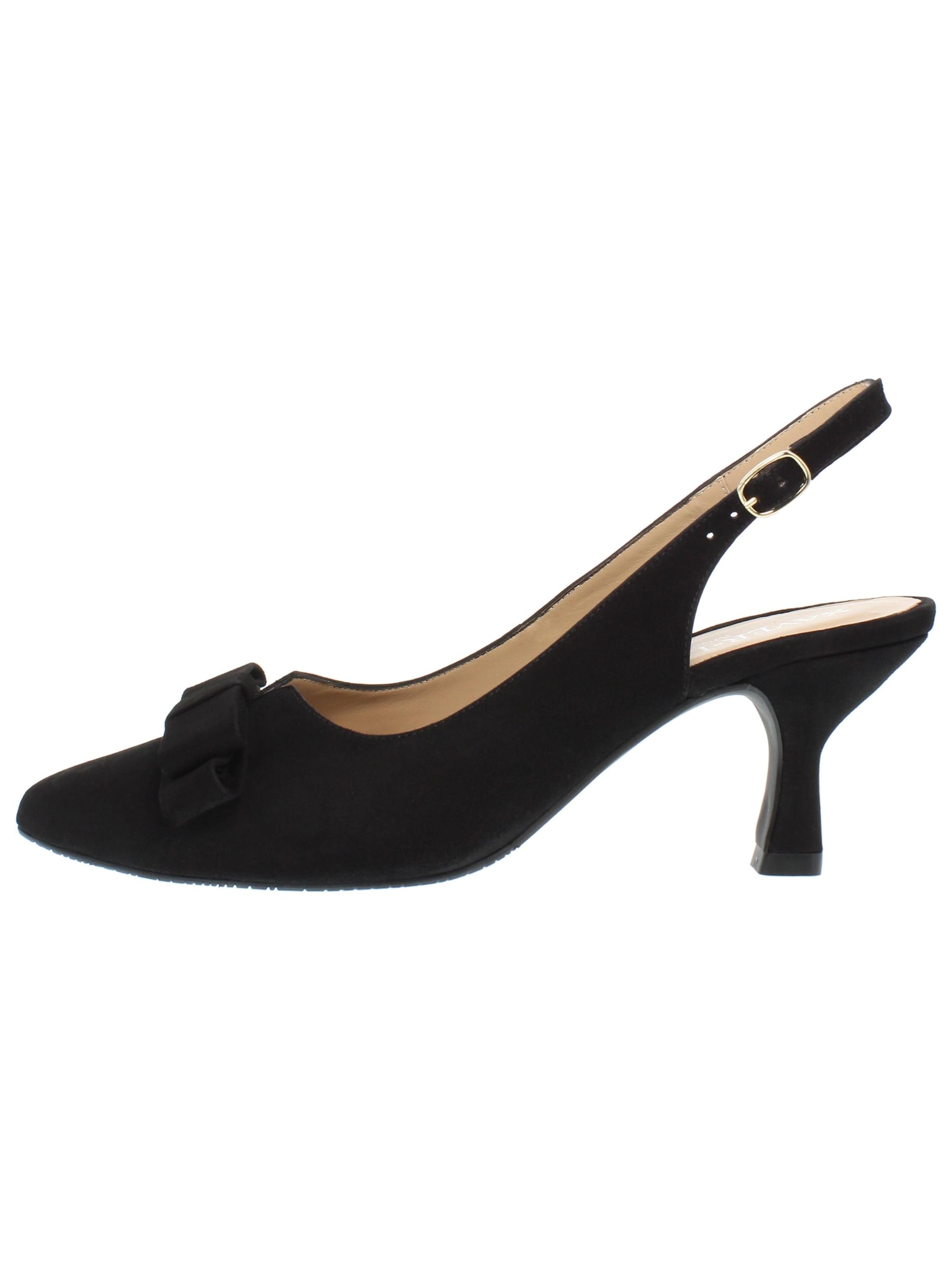 XAVER LUIS Schuhmanufaktur Slingback Pumps 'MARISA' in Black: front