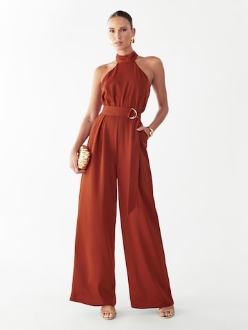 BWLDR Jumpsuit 'CREST' in Bruin: voorkant