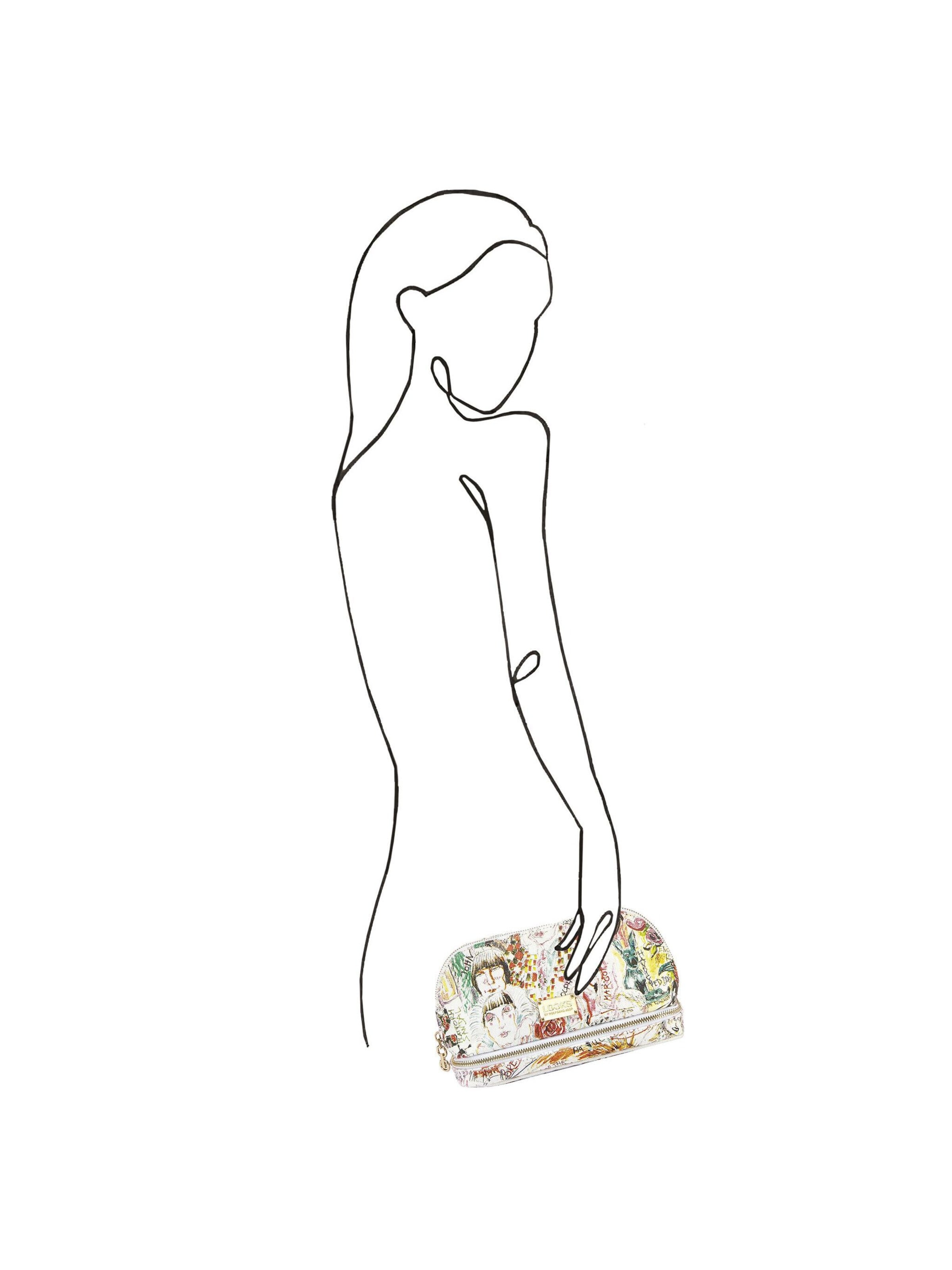 LOOKS by Wolfgang Joop Make up tas 'DOUBLEZIP' in Wit