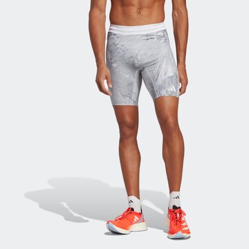 ADIDAS PERFORMANCE Skinny Sportnadrágok 'Adizero Saturday' - szürke: elől