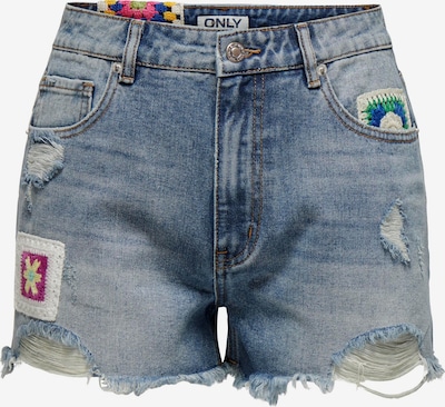ONLY Shorts 'ZUMA' in blue denim / grün / pink / weiß, Produktansicht