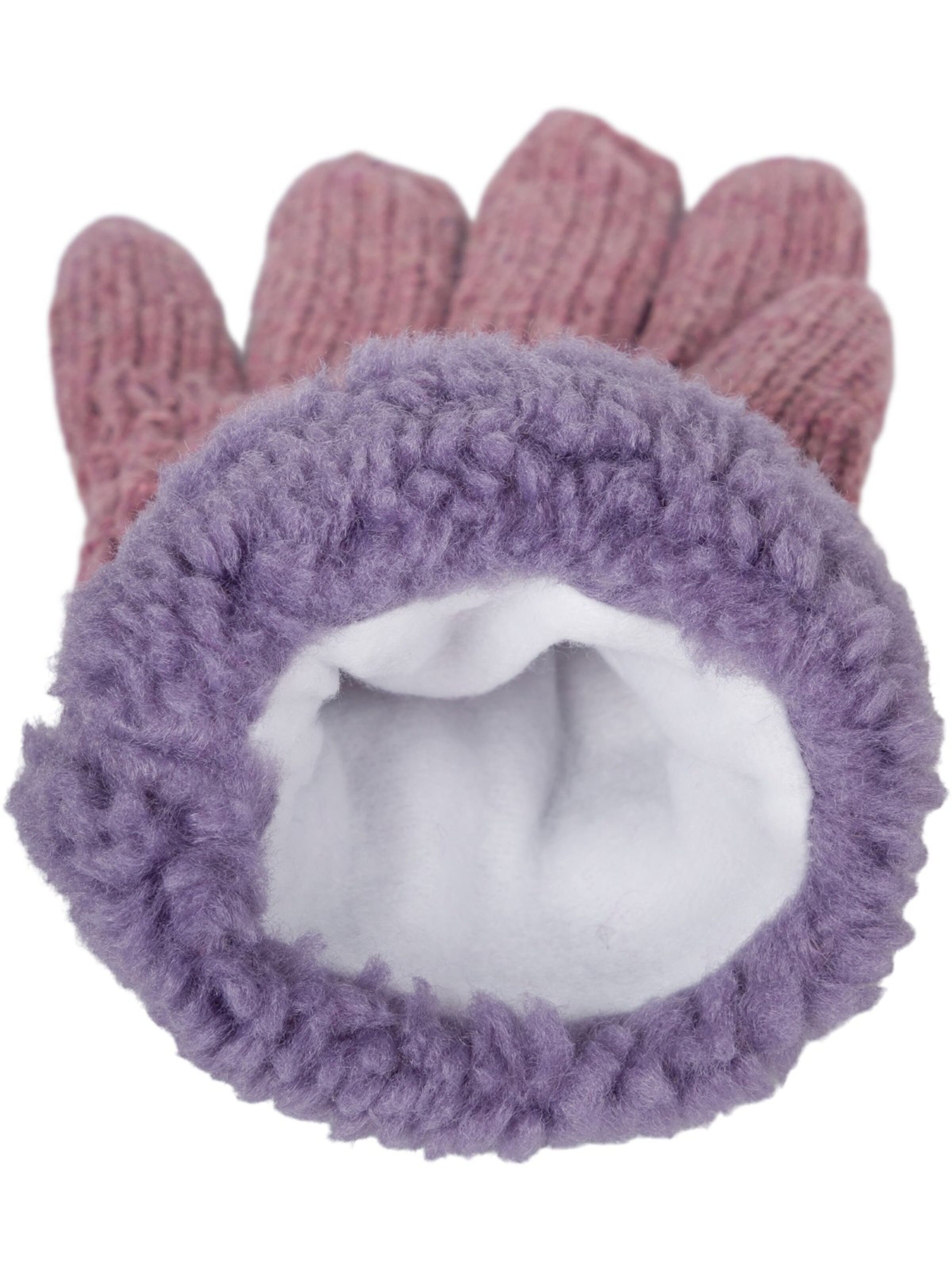 styleBREAKER Fingerhandschuhe 'Strickhandschuhe mit Perlmuster und Fleece'‌ in Lila