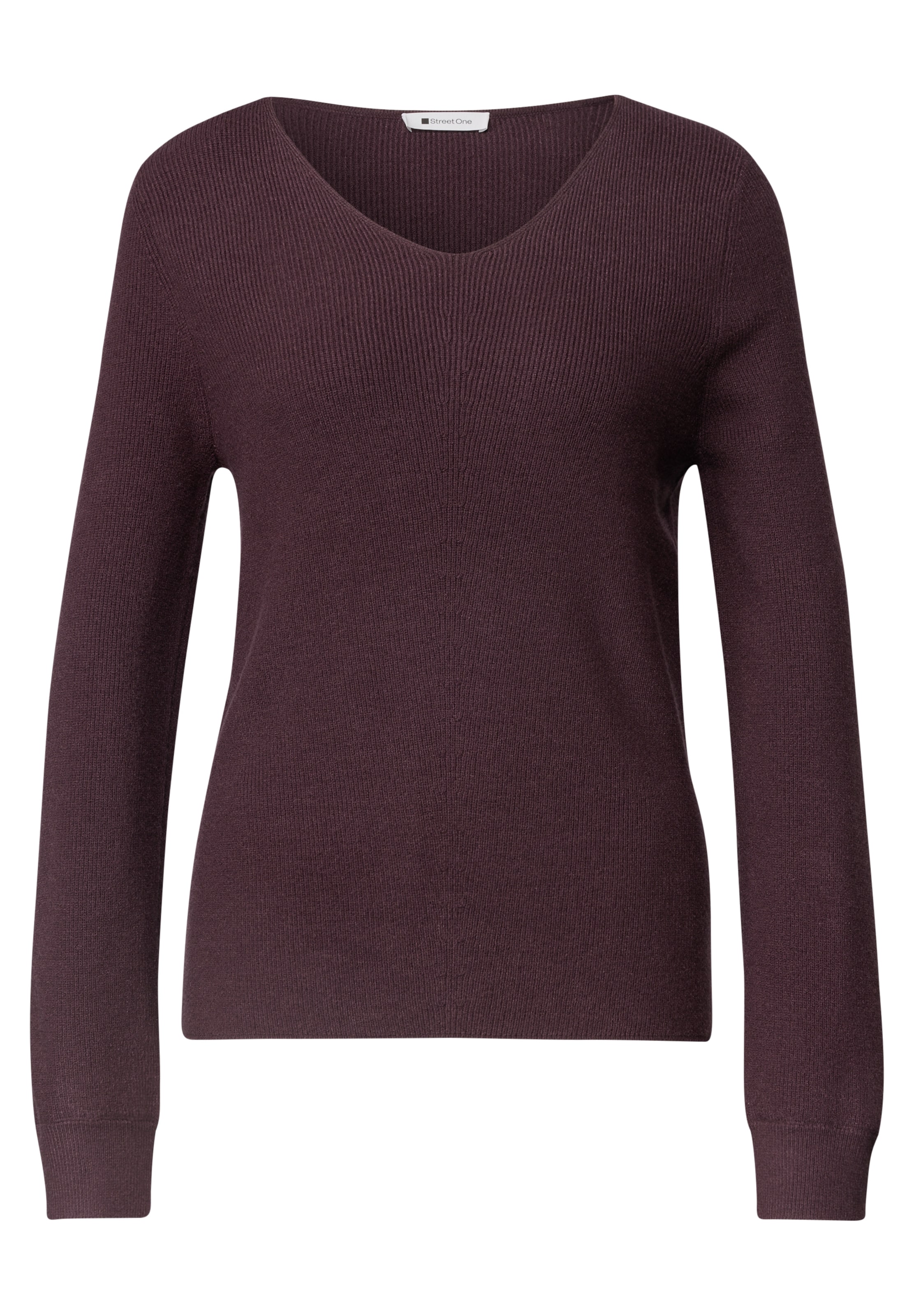 STREET ONE Langarm Pullover mit V-Ausschnitt in Rot: Vorderseite