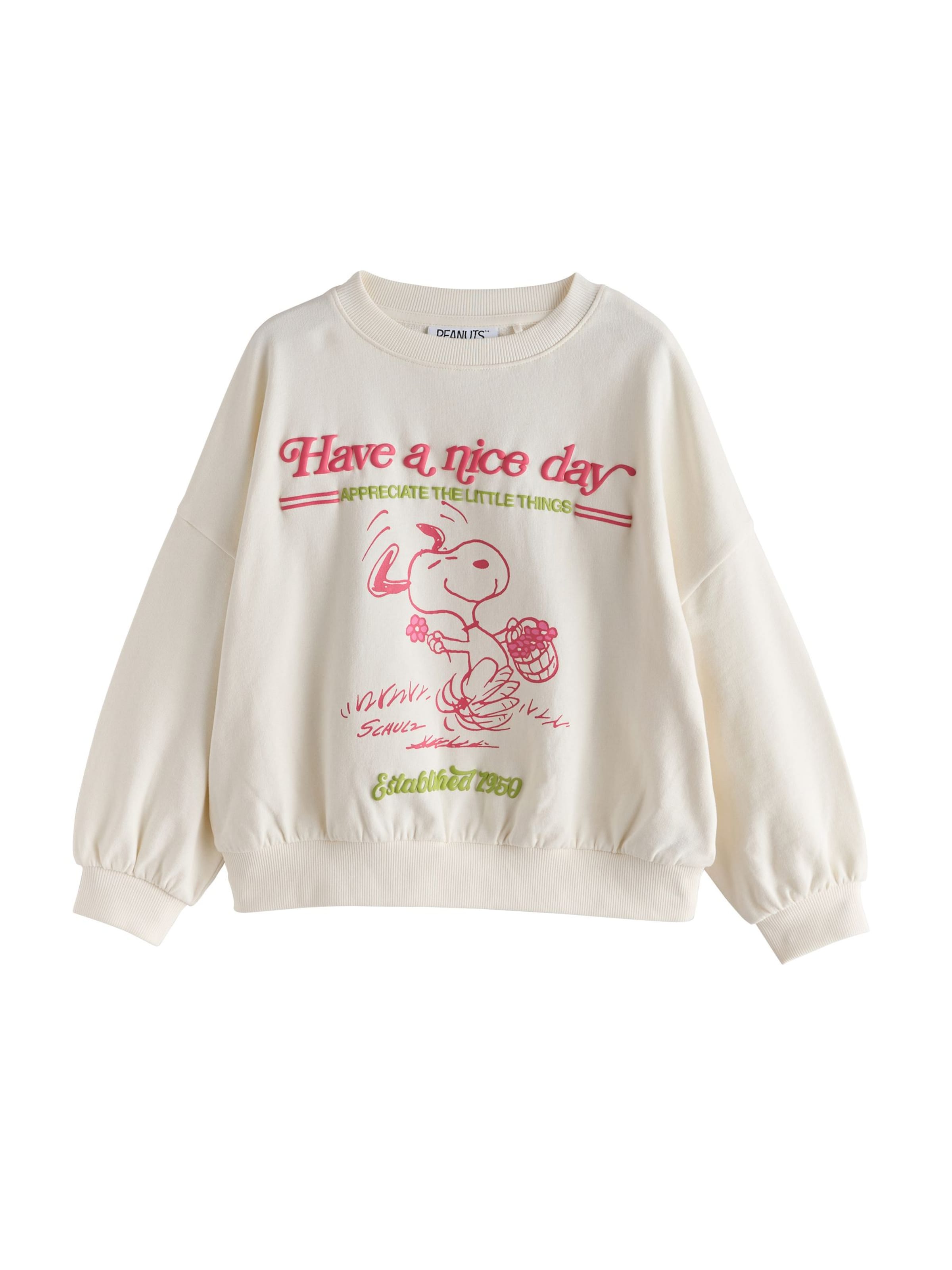 Next Sweatshirt in 98 in de kleur Ecru / Lichtgroen / Pink, Productweergave